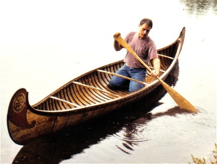 Birchbark canoes built in Fur-Trade era styles