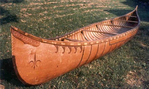  16 foot birchbark canoe of a style built by the Malecite Indians  in the St. Lawrence River area of Quebec